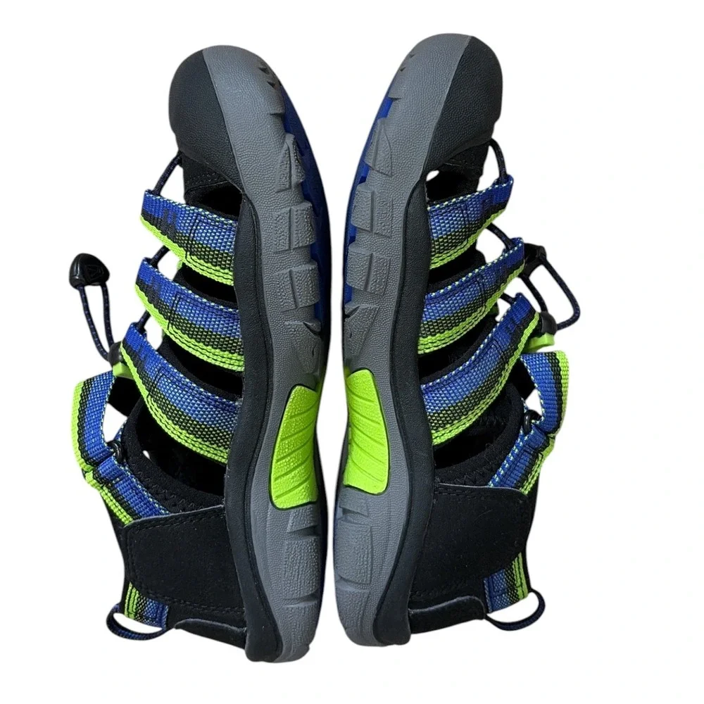 Keen Newport H2‎ Kids Sandals Blue Lime Green Striped Size 4Y